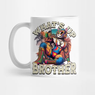 What's Up Brother" Beach Luchador Cat Mug